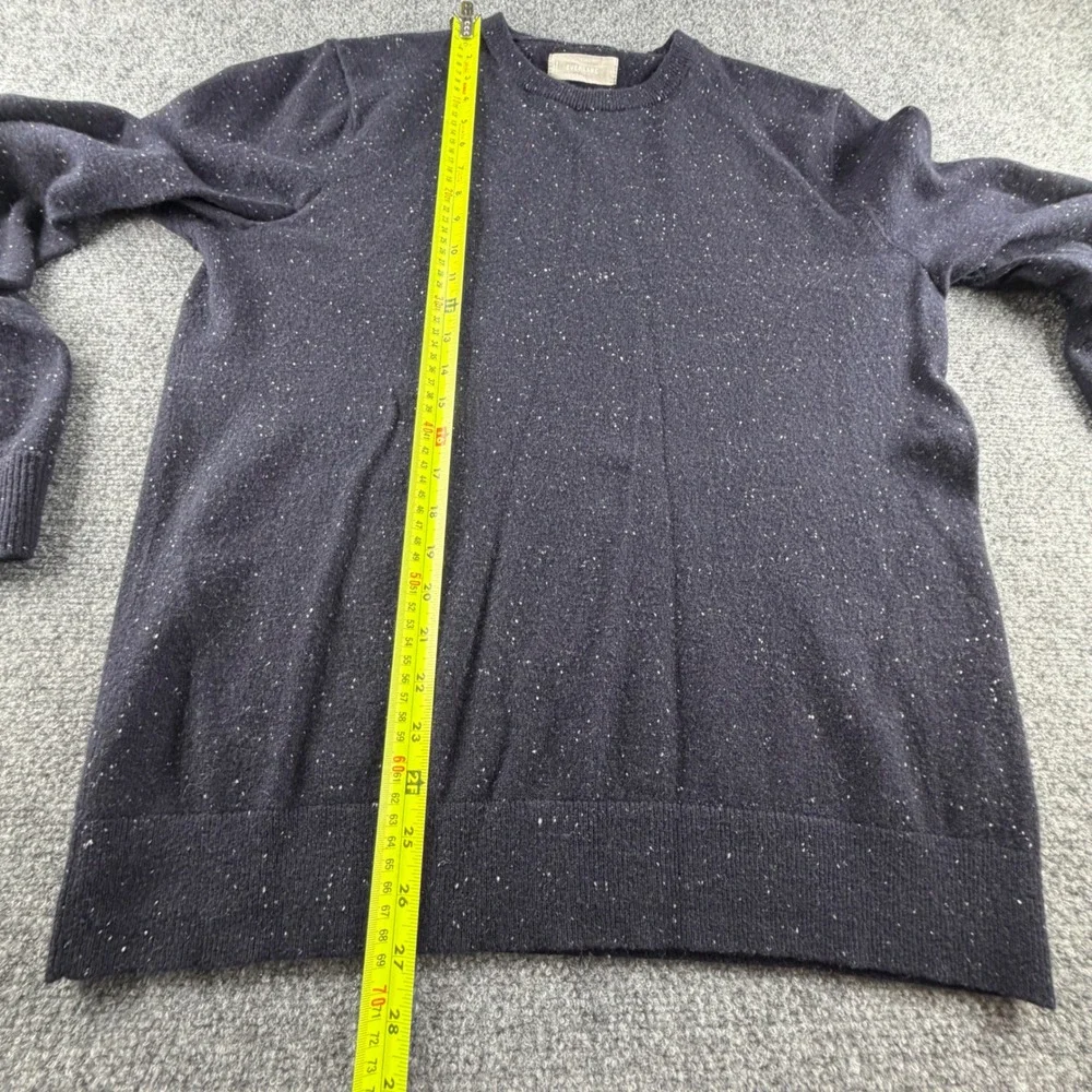 Everlane Mens Cashmere Crewneck Sweater Navy Blue Speckled Donegal Size L